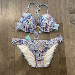 EUC Victoria's Secret The Fabulous Push-Up Swim Bikini Top & Knockout Bottom Set